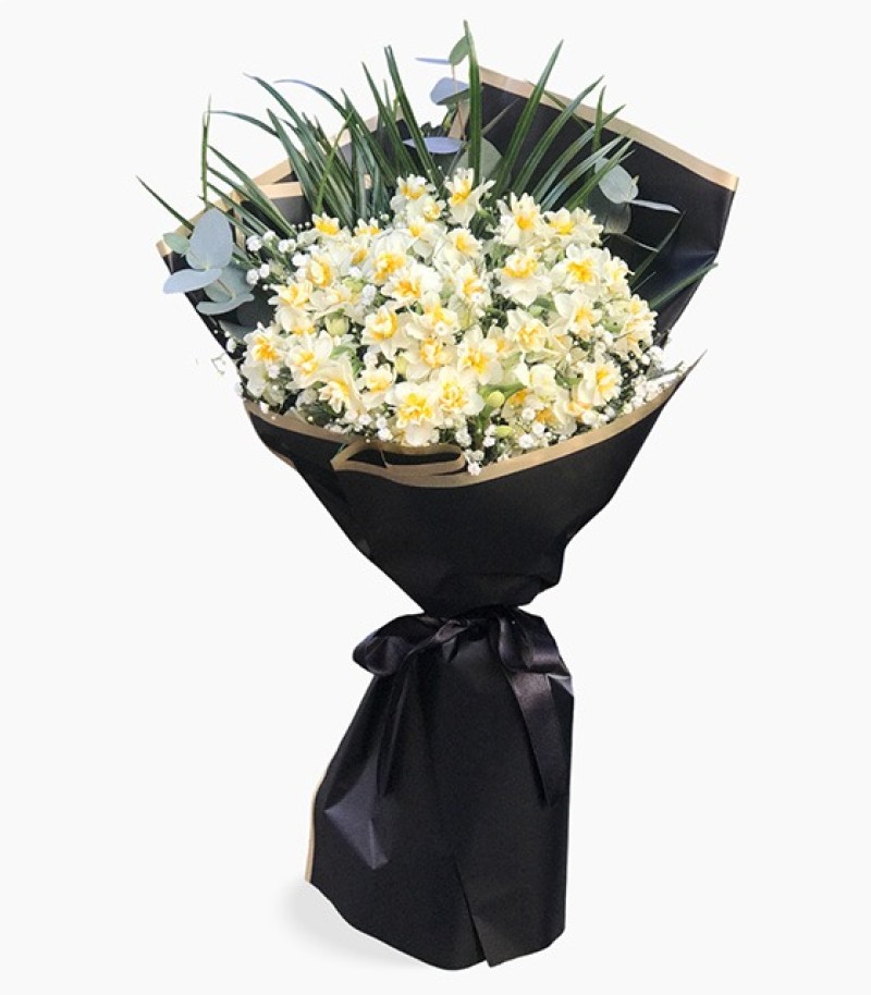Siyah Fonlu Nergis Buketi