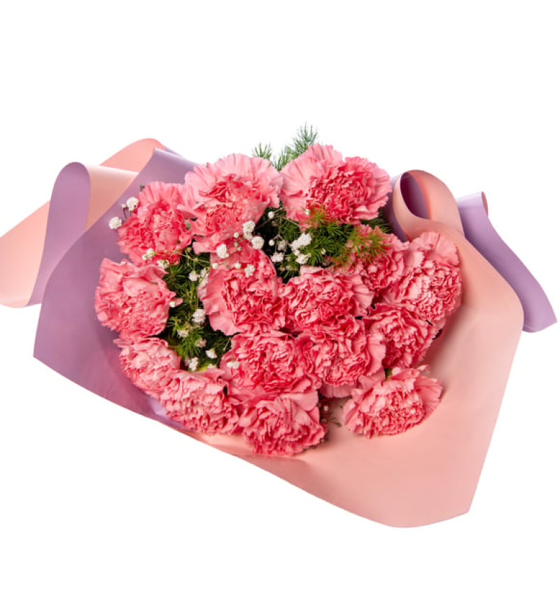 Lila Pembe Bukette Pembe Karanfiller